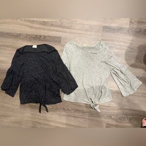 Caution To The Wind Charcoal and Gray Knit Top